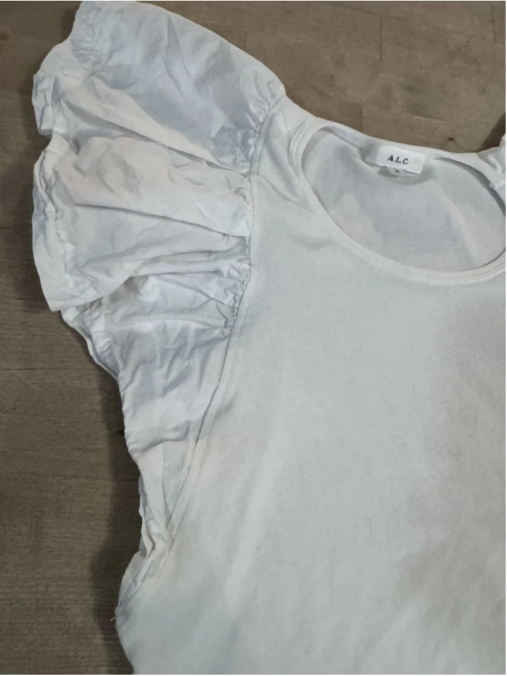 ALC Lucinda White Butterfly Flutter Sleeve Short Shirt Top Size Small